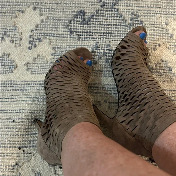 Vince Camuto Smoke Taupe Kidsuede Ankle Booties - Picture 2 of 10